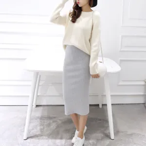 Splitted Skirt Korean Slim Look All-Matching Hip Flattering Elegant Trendy Skirt