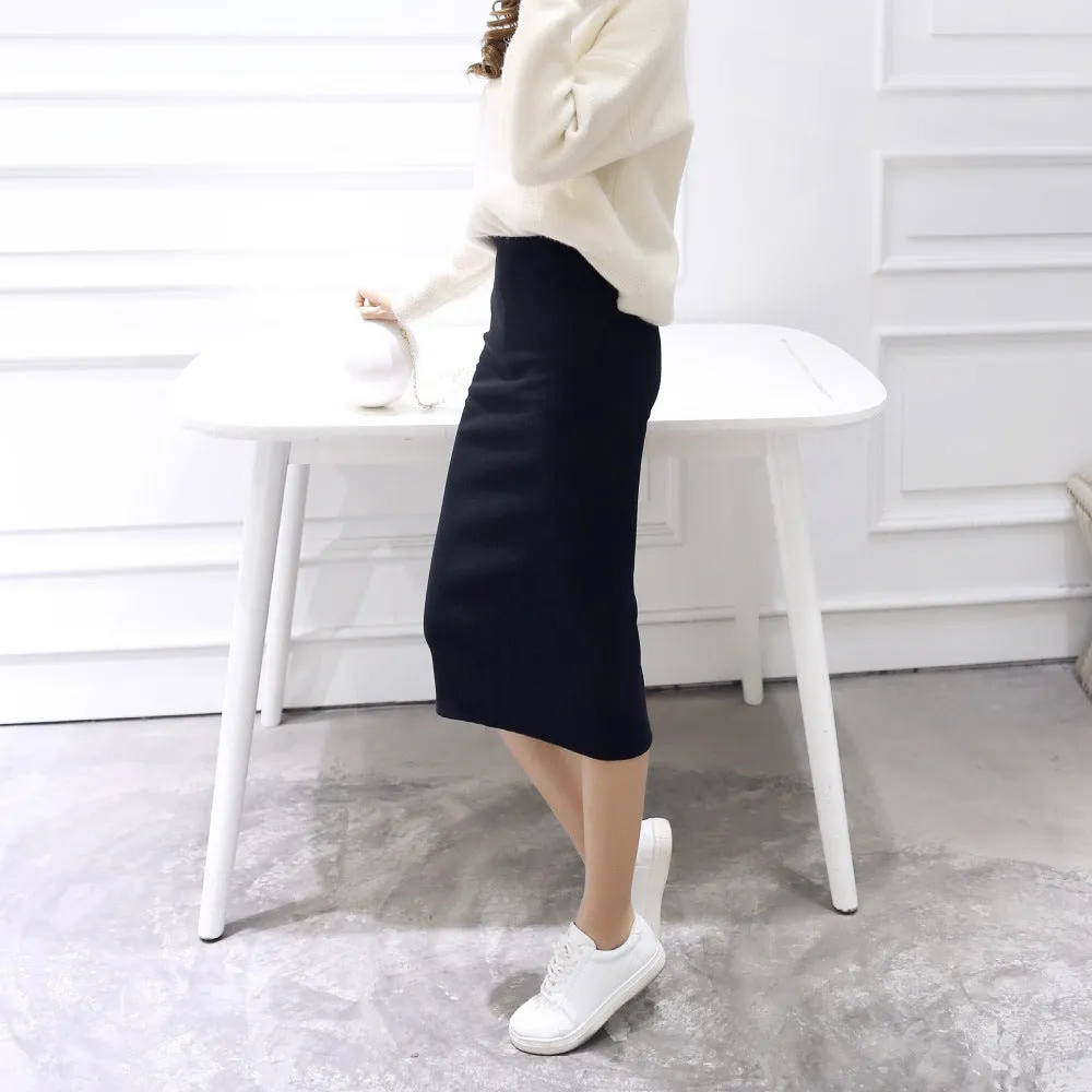 Splitted Skirt Korean Slim Look All-Matching Hip Flattering Elegant Trendy Skirt