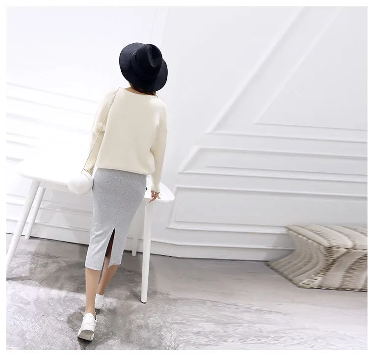 Splitted Skirt Korean Slim Look All-Matching Hip Flattering Elegant Trendy Skirt