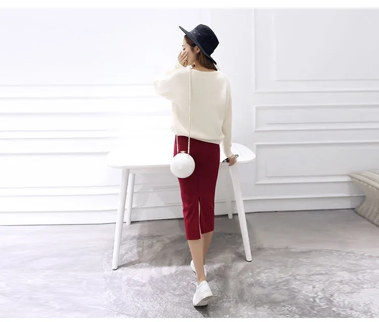 Splitted Skirt Korean Slim Look All-Matching Hip Flattering Elegant Trendy Skirt