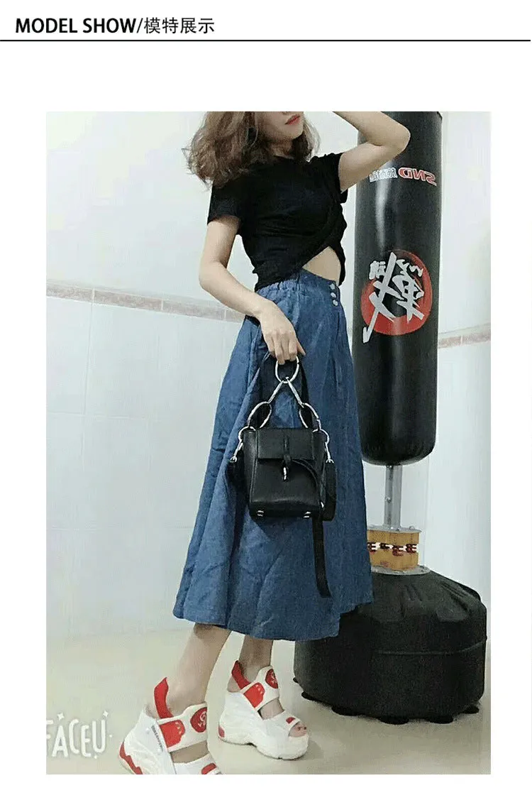 Summer Korean Trendy Casual Flare Plus Size Women Skirt