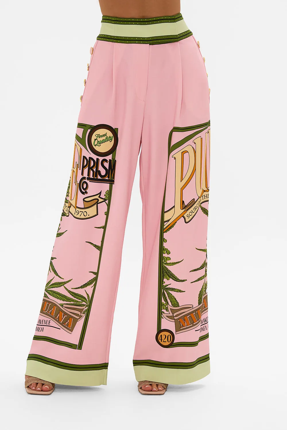 WIDE LEG PANT WITH BUTTONS LETS CHASE RAINBOWS