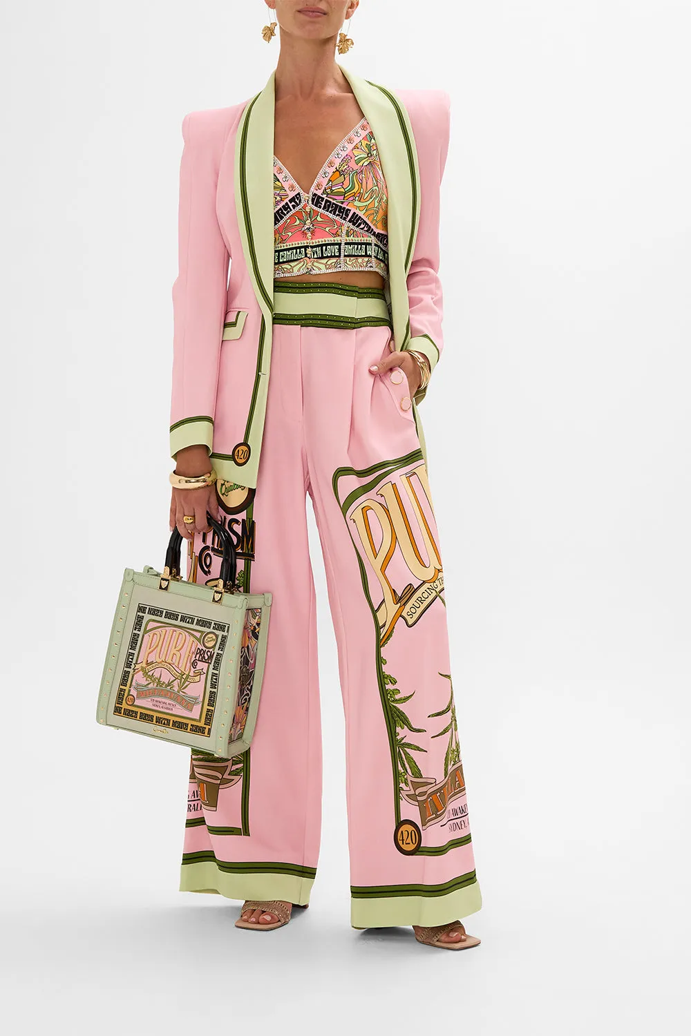 WIDE LEG PANT WITH BUTTONS LETS CHASE RAINBOWS