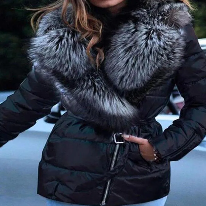 Wrap Padded Metallic Shearling Jacket
