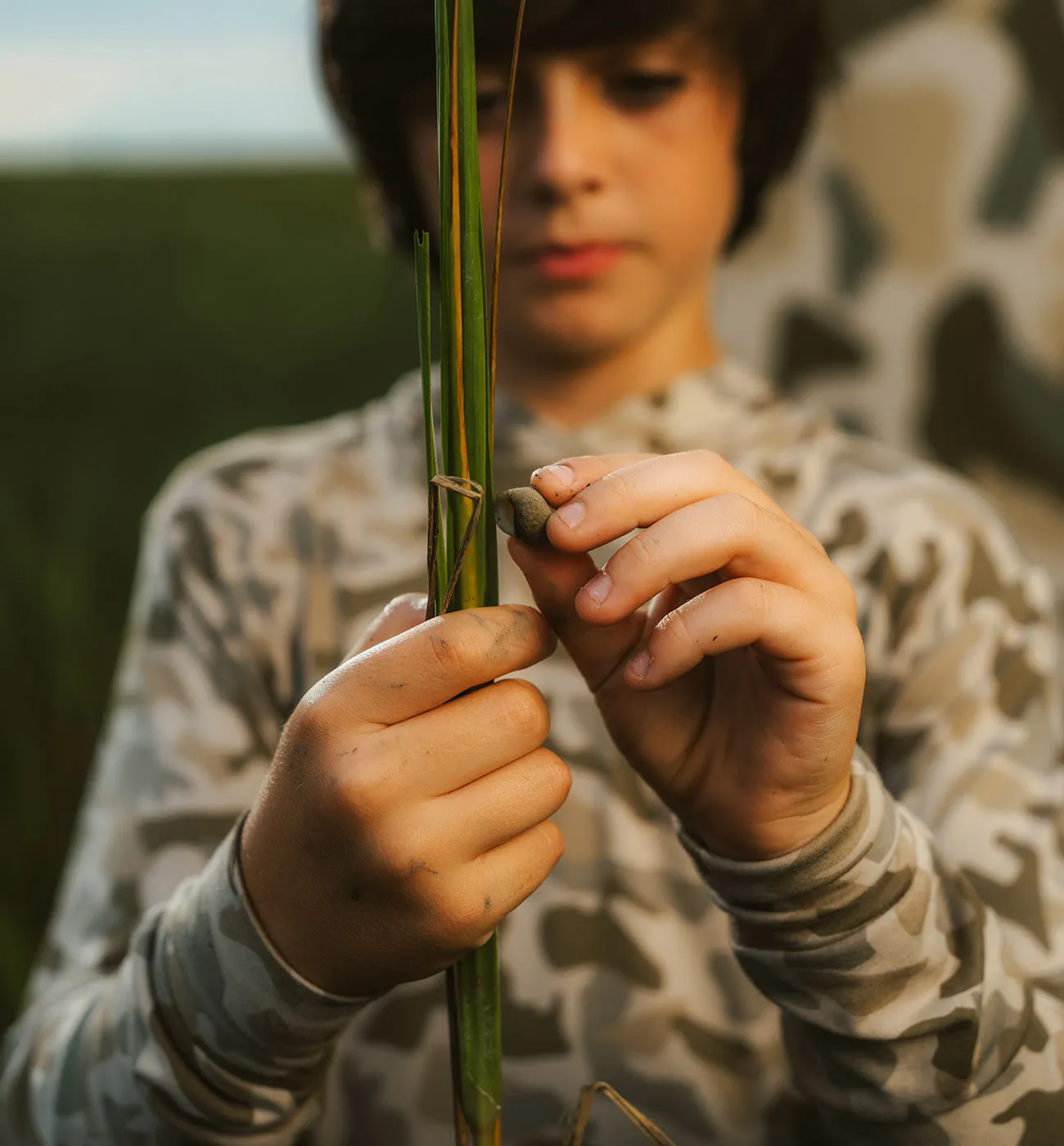Youth Bamboo Shade Hoodie - Barrier Island Camo